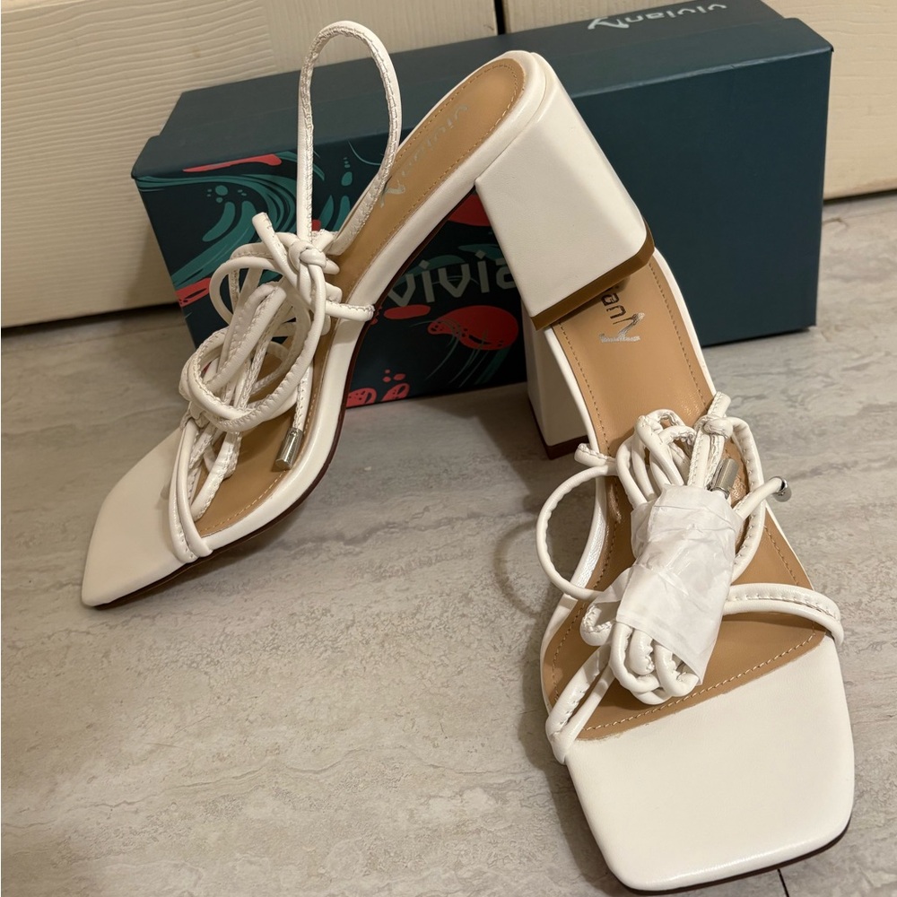 Vivianly White Strappy Heels